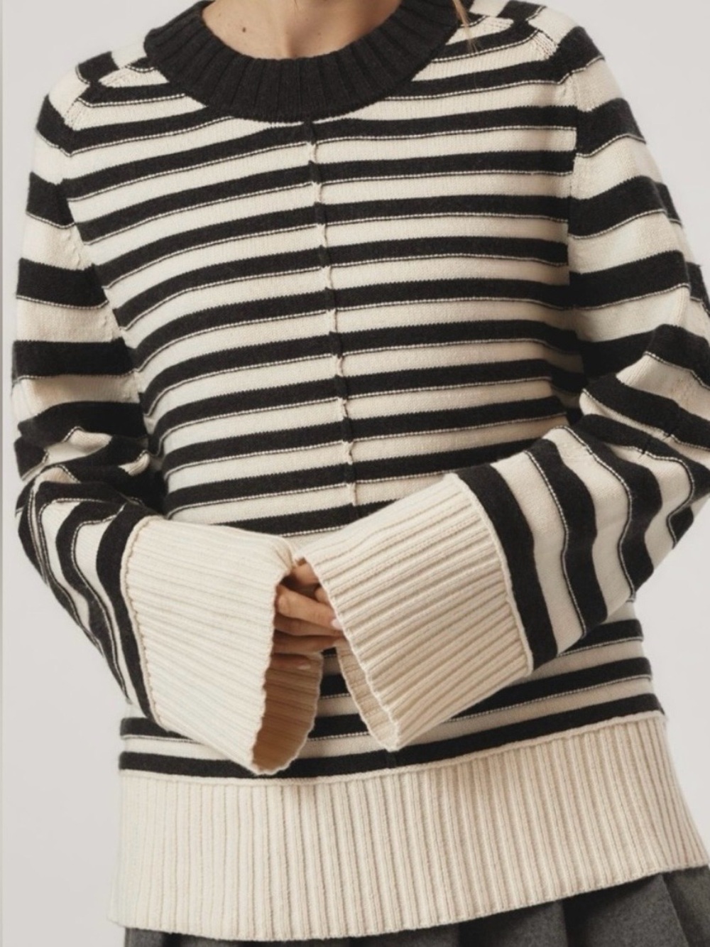 Maeve for Anthropologie oversized Striped Crewneck Sweater
